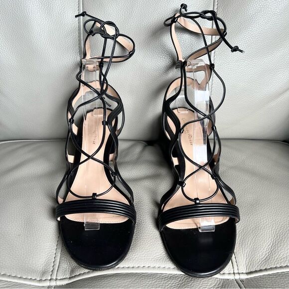 Gianvito Rossi Italian Leather Hydra Sandals Sz 41.5 US 10 Gladiator Black - Picture 3 of 12